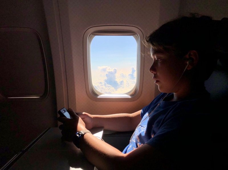 Airplane seat with window view